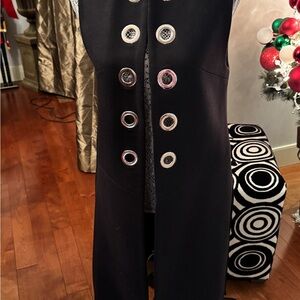 Long Black Vest with Bold Grommets